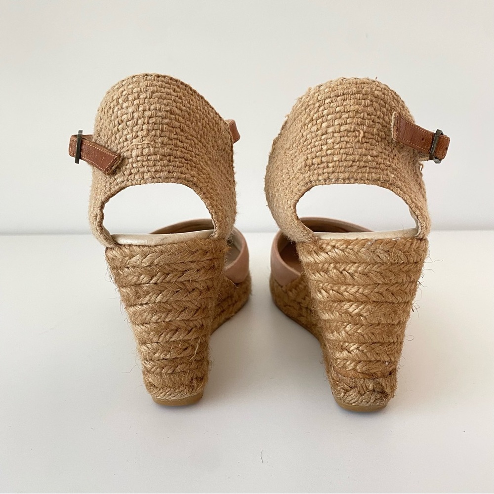 Kurt Geiger Wedge Heel Ankle Strap Dusty Pink Suede Espadrilles Size 38/7.5 GUC - Picture 4 of 13